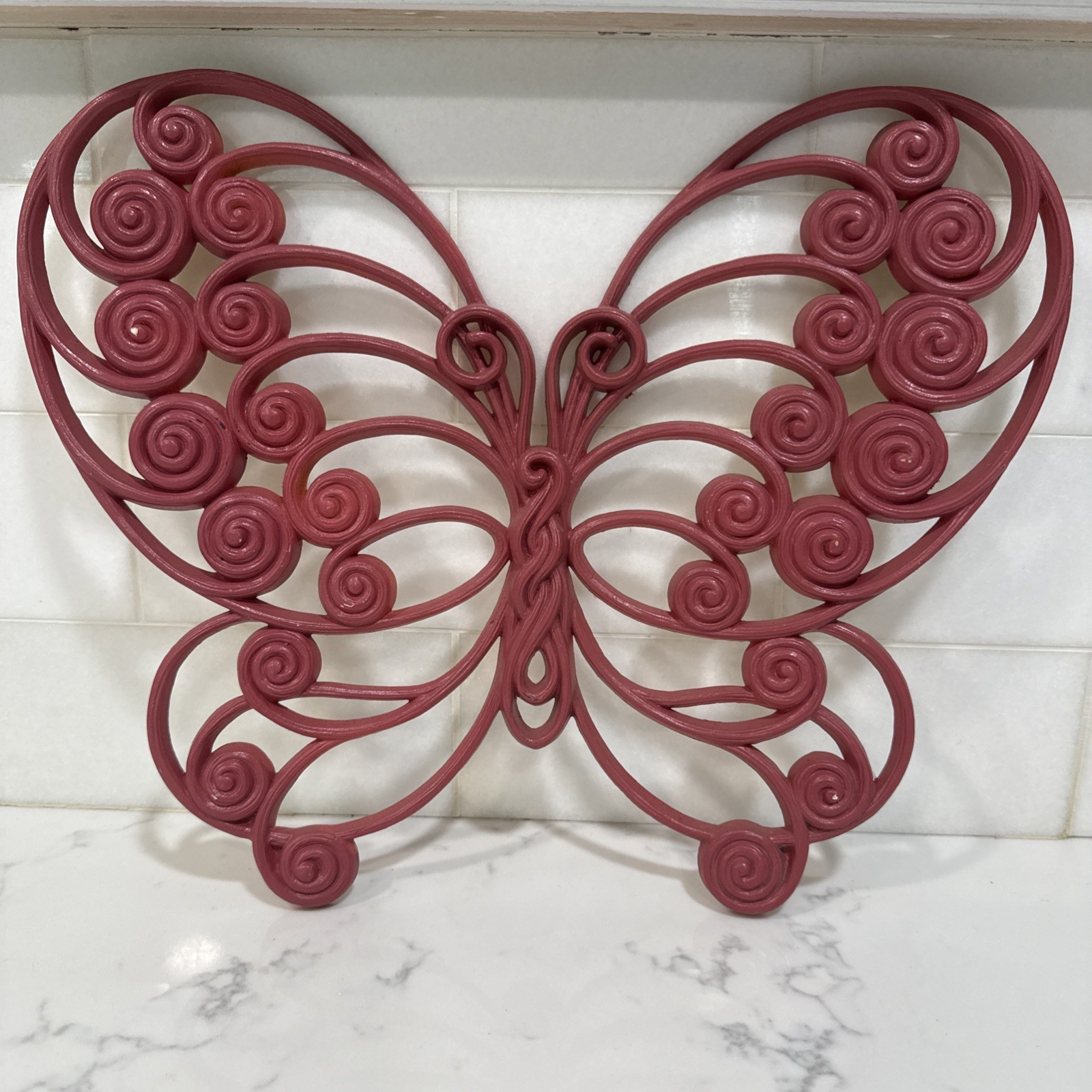 Vtg. 1970S Burwood Pink Butterfly Wall Decor Boho Retro Mcm. ￼