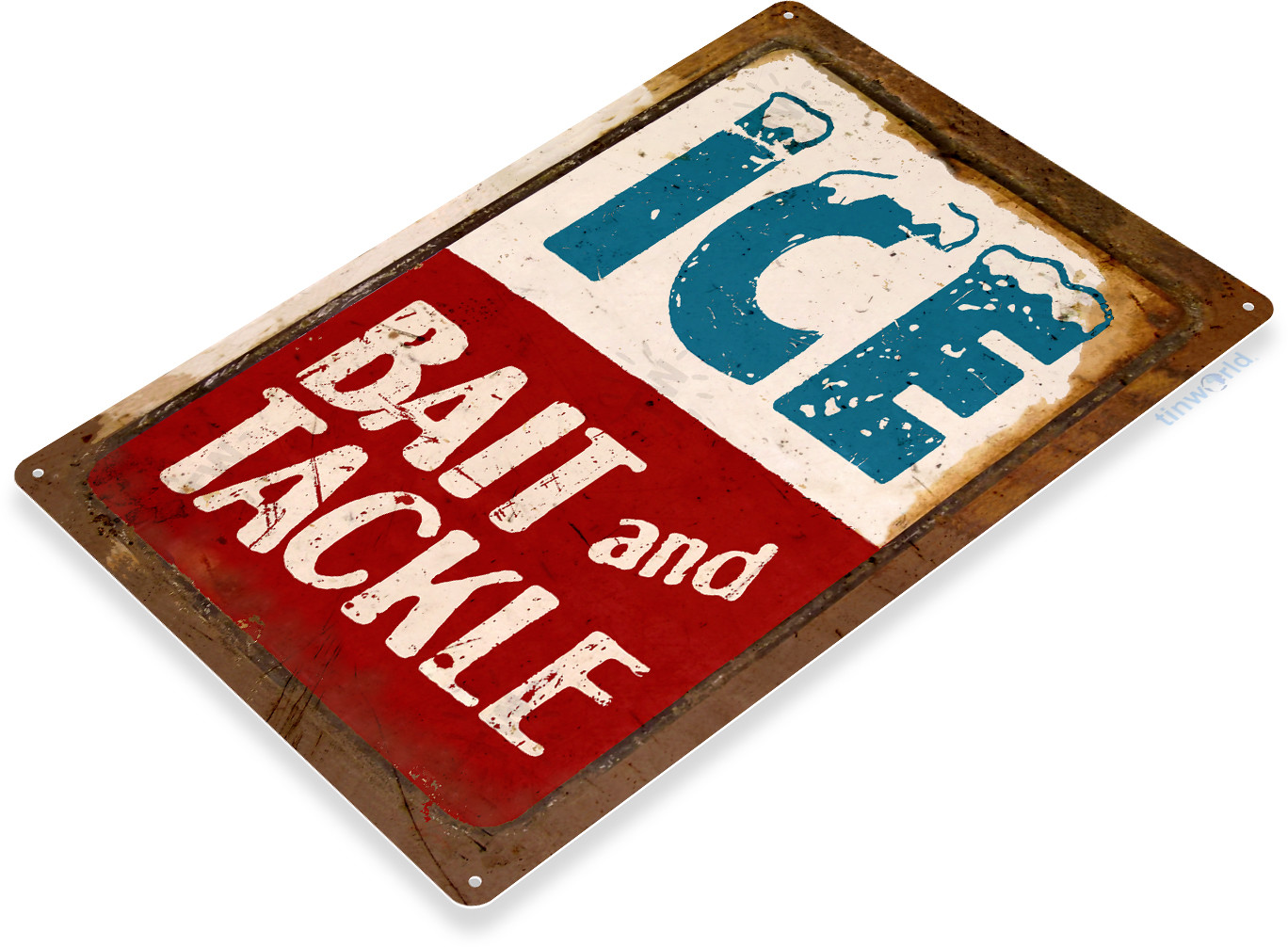 TIN SIGN Ice Bait Tackle Fish Fishing Beach Lake House Metal Sign Décor C010