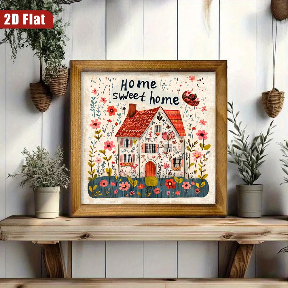 Rustic “Home Sweet Home” Wooden Sign Bohemian Wall Decor for Bedroom Entryway