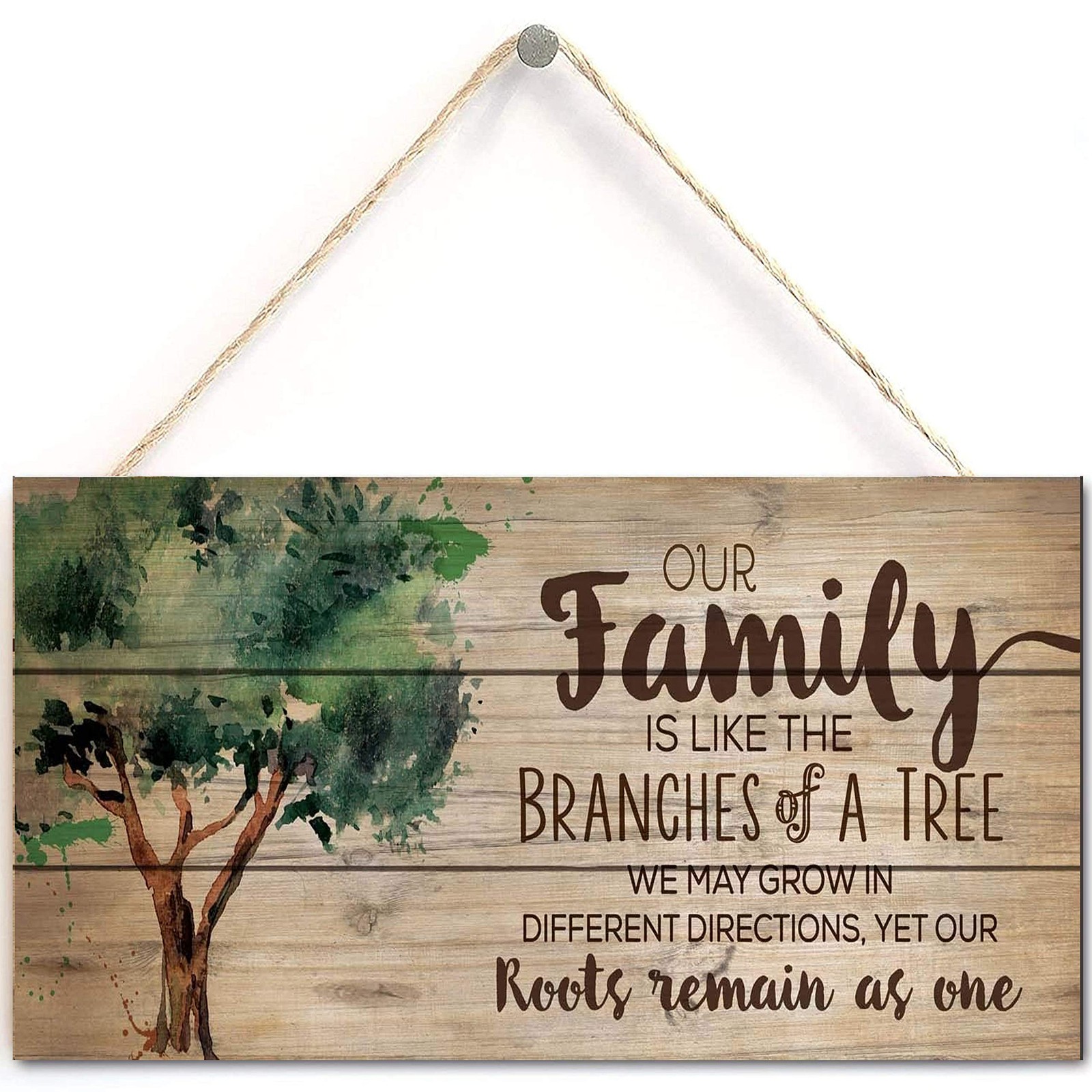 Our Family Like Branches on a Tree 5inch x10inch Wood Plank Design Hanging Si…