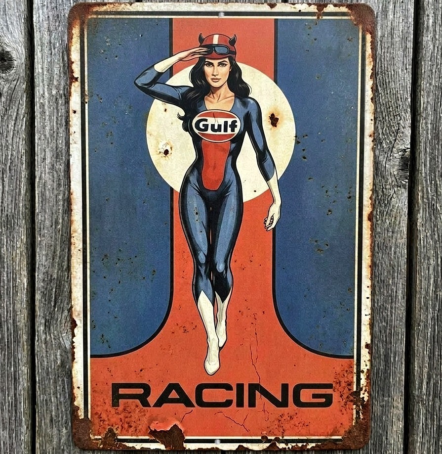 Gulf Racing 12 x 18 Vintage Novelty Metal Sign Made In USA New!