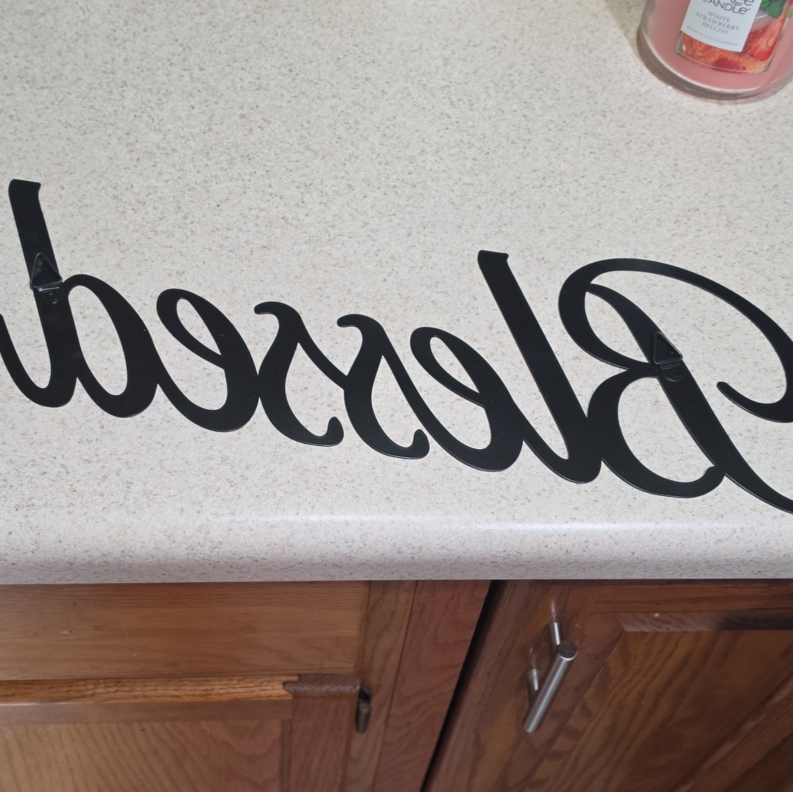 Black Metal Inspirational Script Wall Sign ‘Blessed’ Hanging Letter Decor