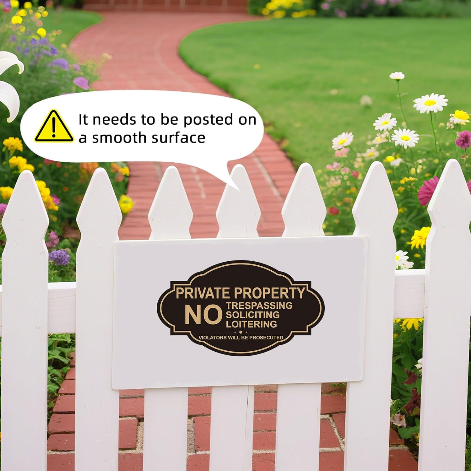 No Trespassing No Soliciting Signs for Home, Private Property 3 Pack 7×4 Inch Bl