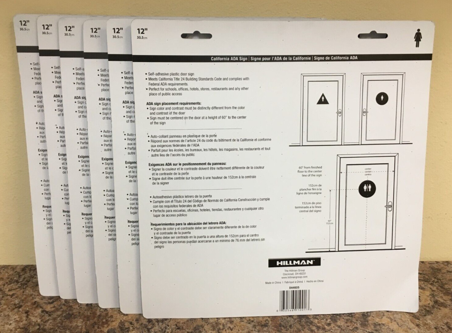 HILLMAN 844605 Blue Circle Women’s Restroom 12 in. Plaque 6-Pack