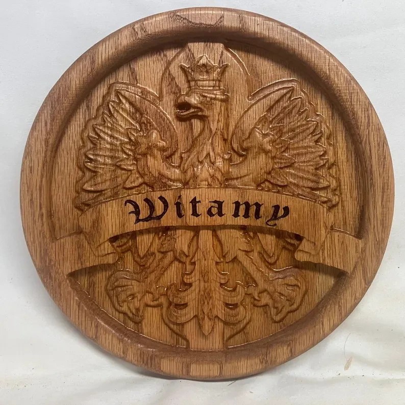 Beautifully Customize Polish Eagle with decorative border and name plaque Gift