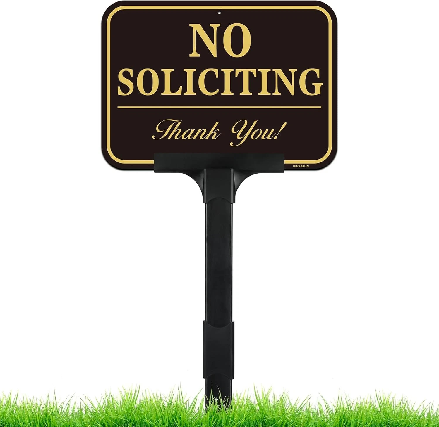No Soliciting Sign for House with Adjustable Height Stake Set-14×10 Inch/42 Inch