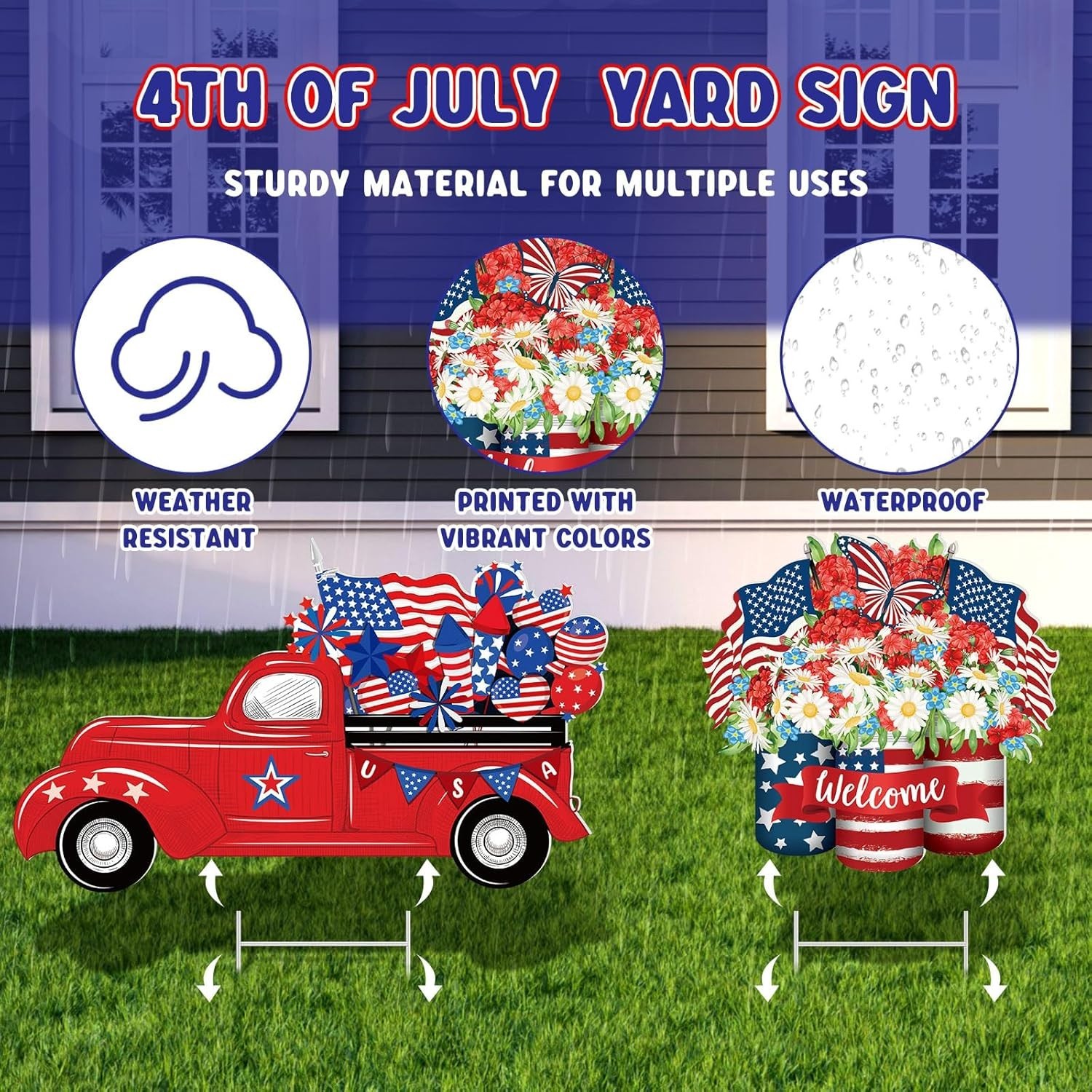 2 Psc 4th of July Yard Sign Patriotic Decorations Outdoor 250th Anniversary