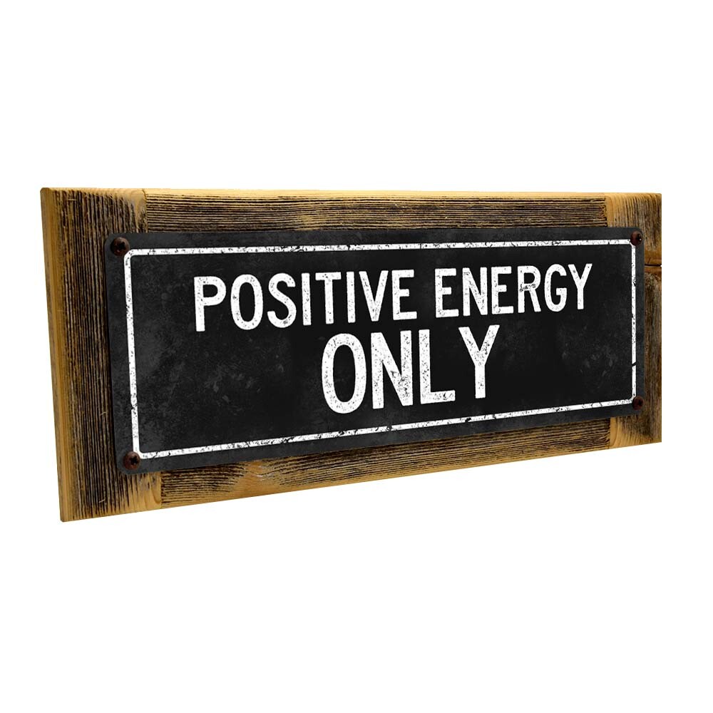 Black Positive Energy Only Metal Sign; Wall Decor for Studio and Office