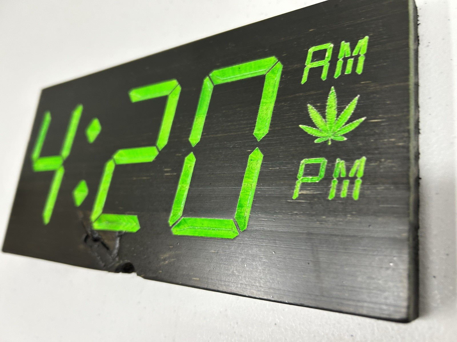 Handcrafted Wooden Time is 420 Faux Digital Clock Marijuana Carved Handmade Sign