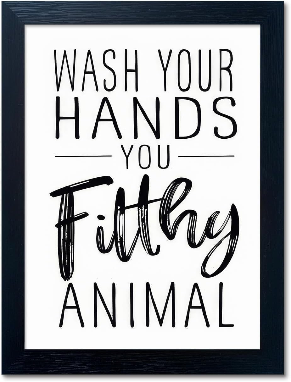 Bathroom Quotes Wall Decor, Black & White Bathroom Wall Art, Toilet Decor Signs