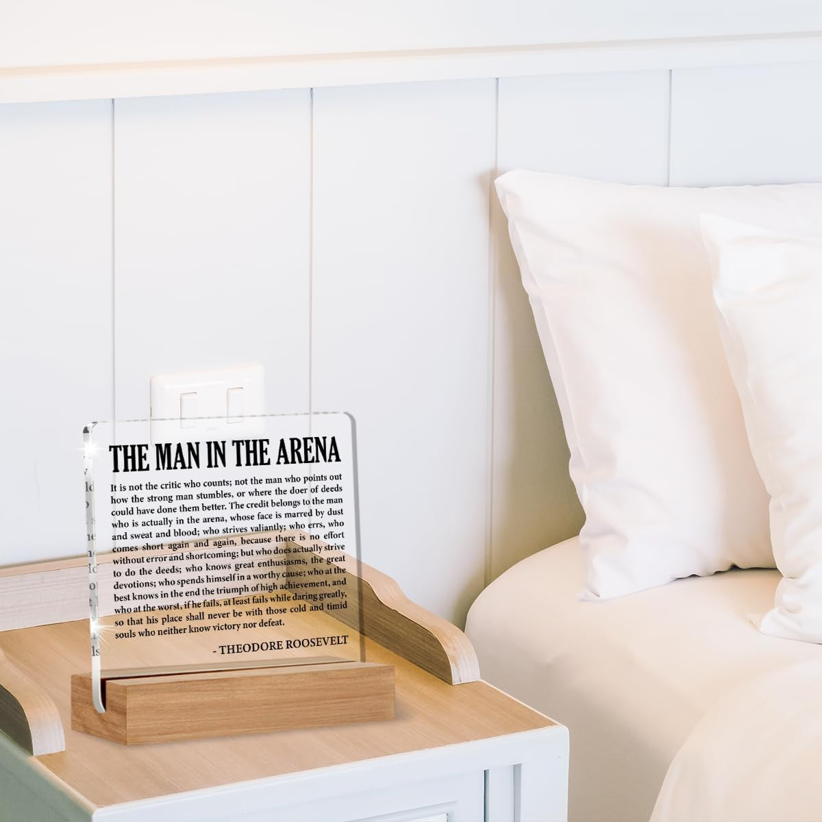 Motivational Desk Decor Inspirational the Man in the Arena Acrylic Plaque Sign W