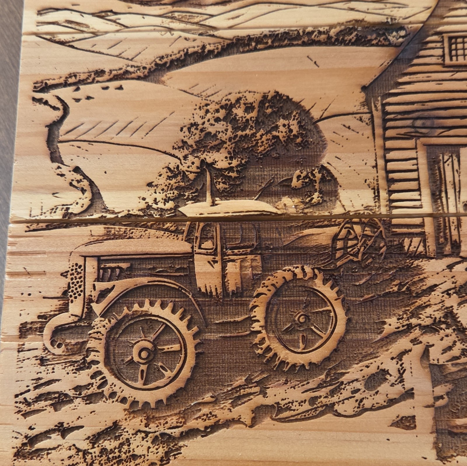 Rock Creek Creations Engraved Wood Wall Plaque Farm Barn Tractor 8 1/2×9 1/8