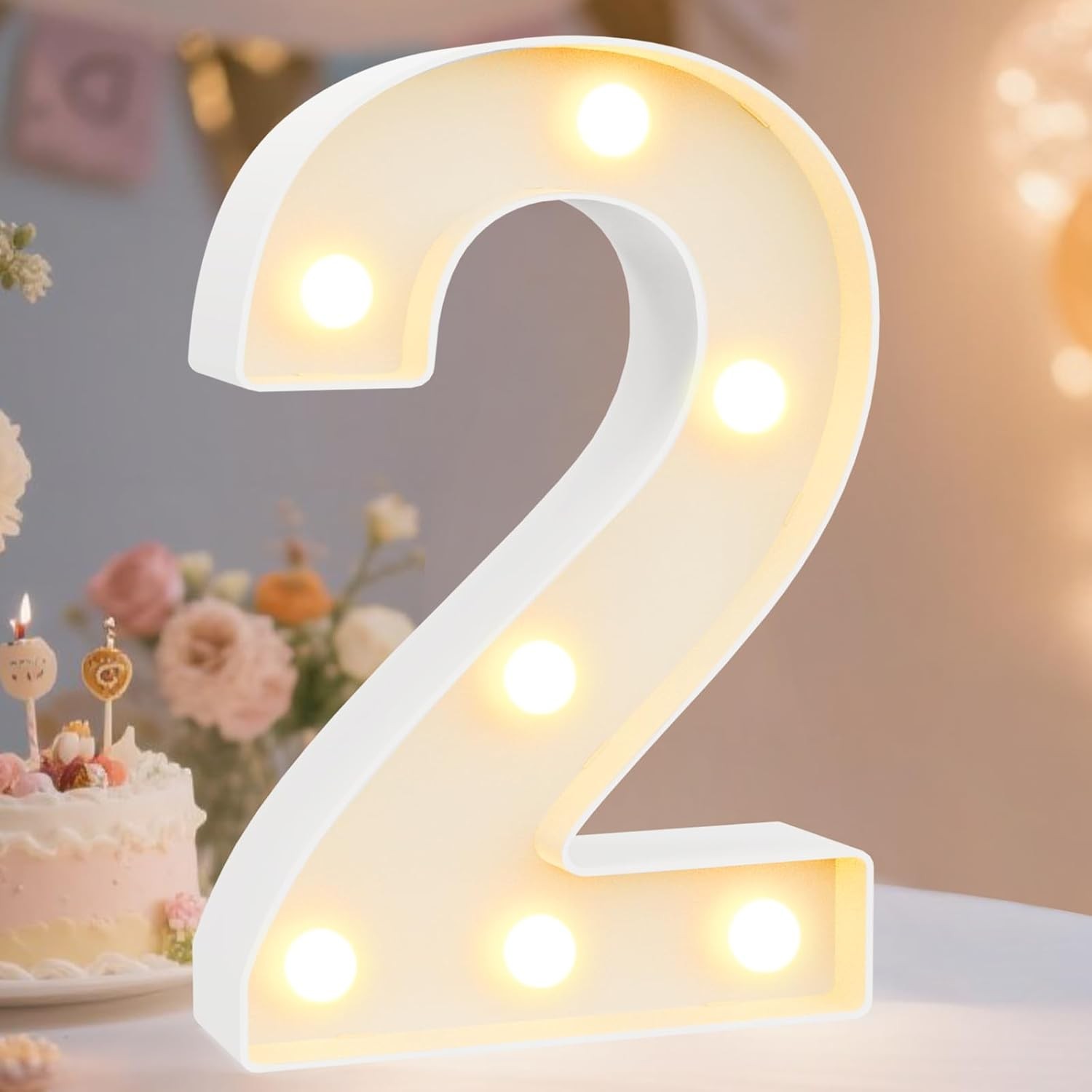 Decorative Led Light up Number Letters, White Plastic Marquee Number Lights Sign