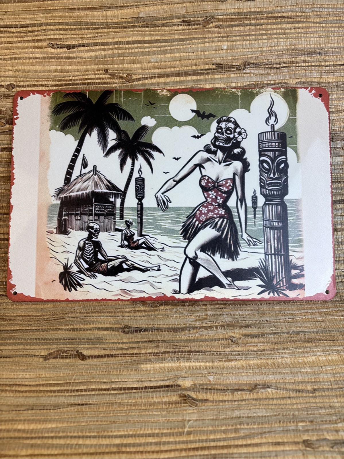 Tiki Hut Zombie Metal Tin Sign 12″ x 8″ Vintage Style Tiki Bar Home Decor New