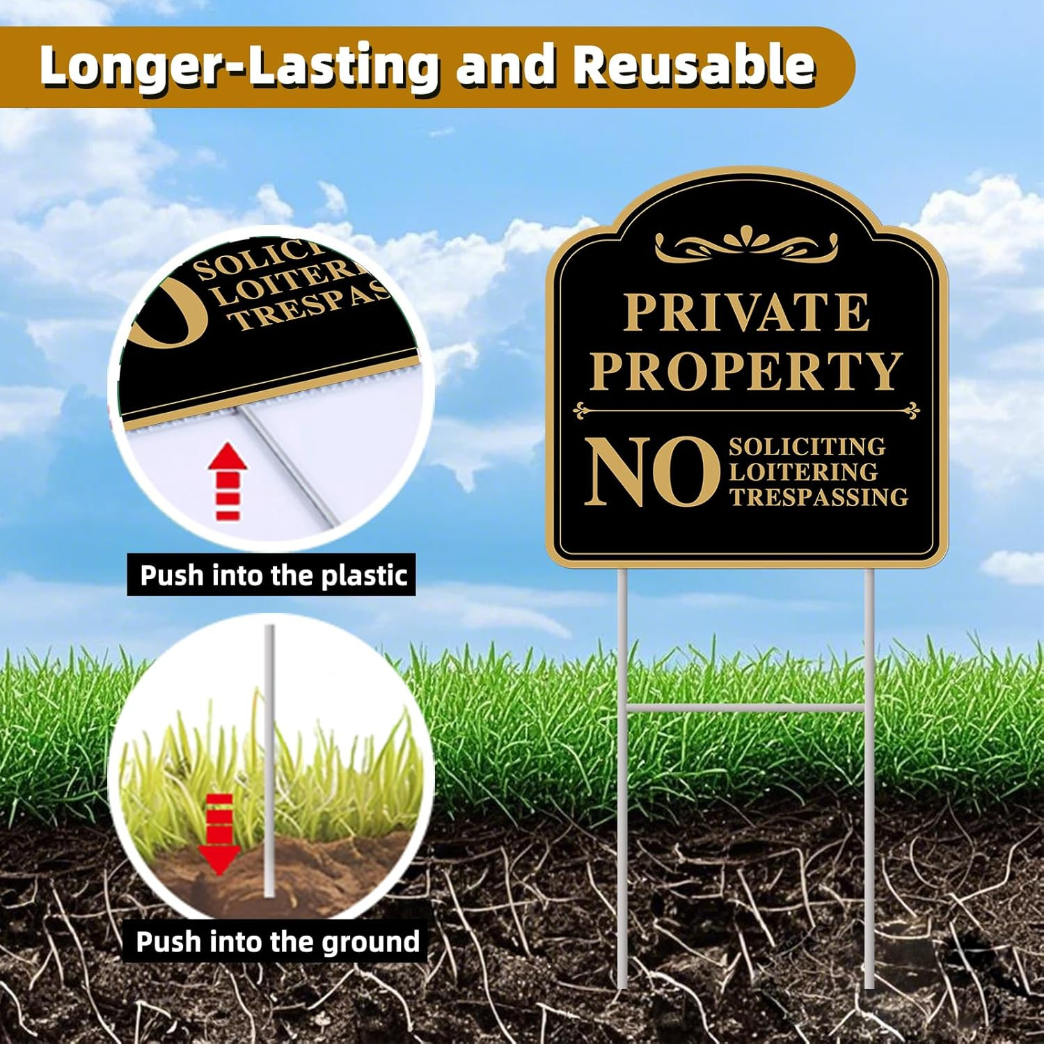 Private Property No Soliciting Sign for House, No Soliciting Yard Sign, 2-Pack 1