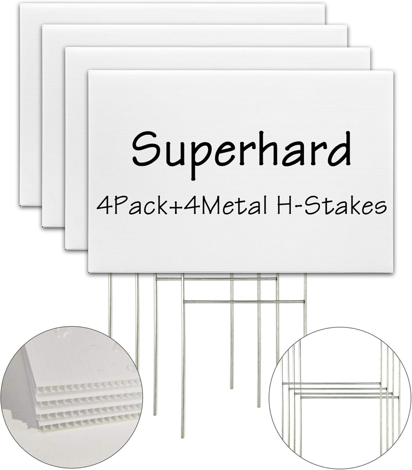 Lightweight Blank Lawn Sign Kit – 18 x 12 Inch Corrugated Plastic with Stakes