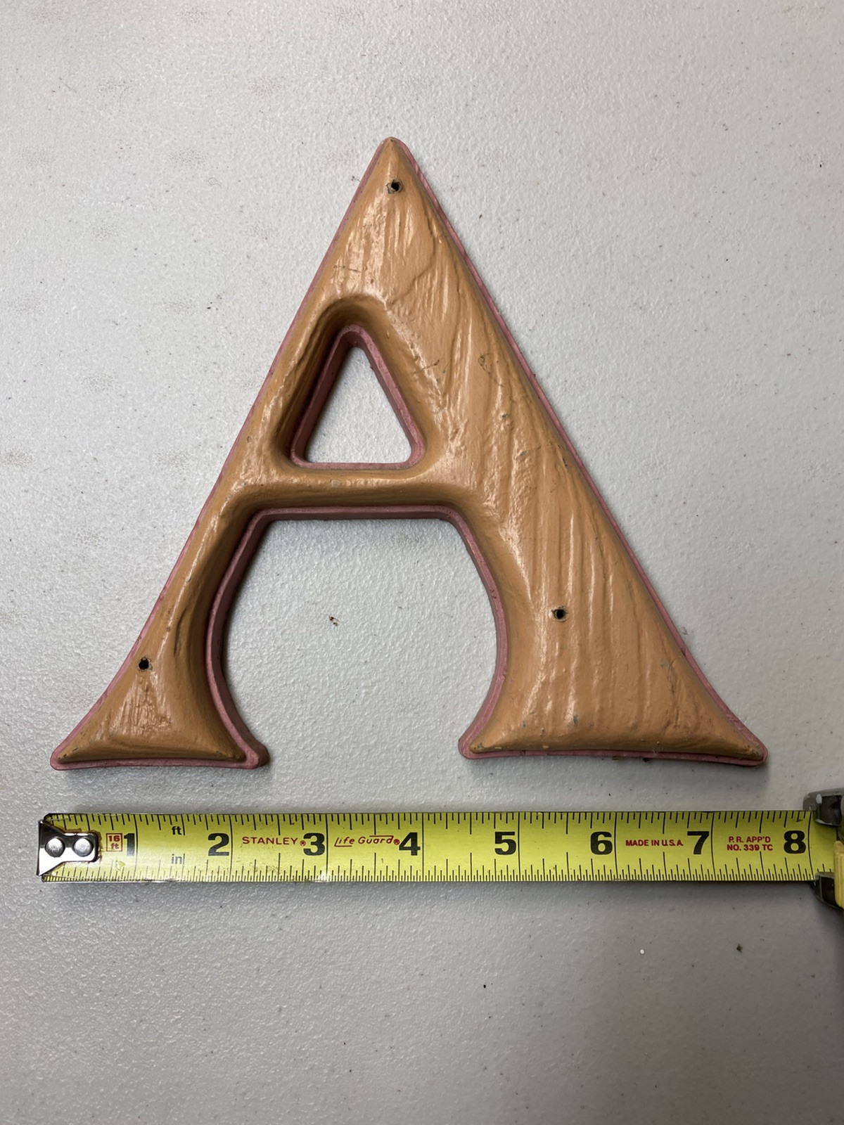 Vintage 7″ Decorative Letter “A” Gerber Industries Wood Grain