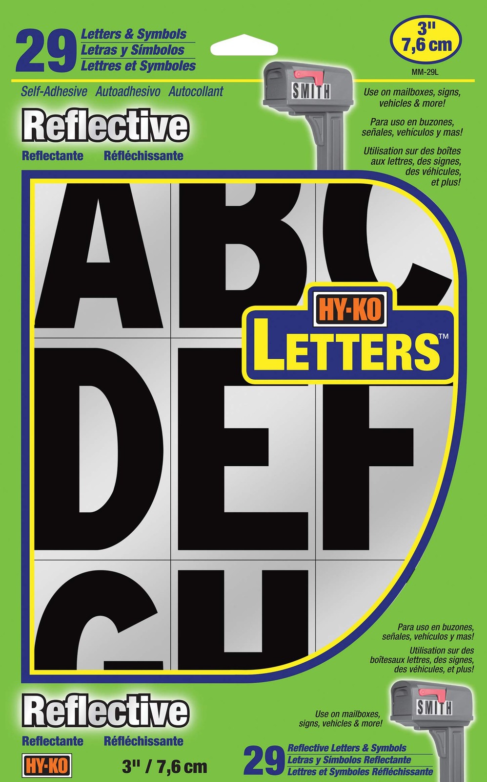 3 Inch Black Reflective Self Adhesive House Numbers for Home Address Signage