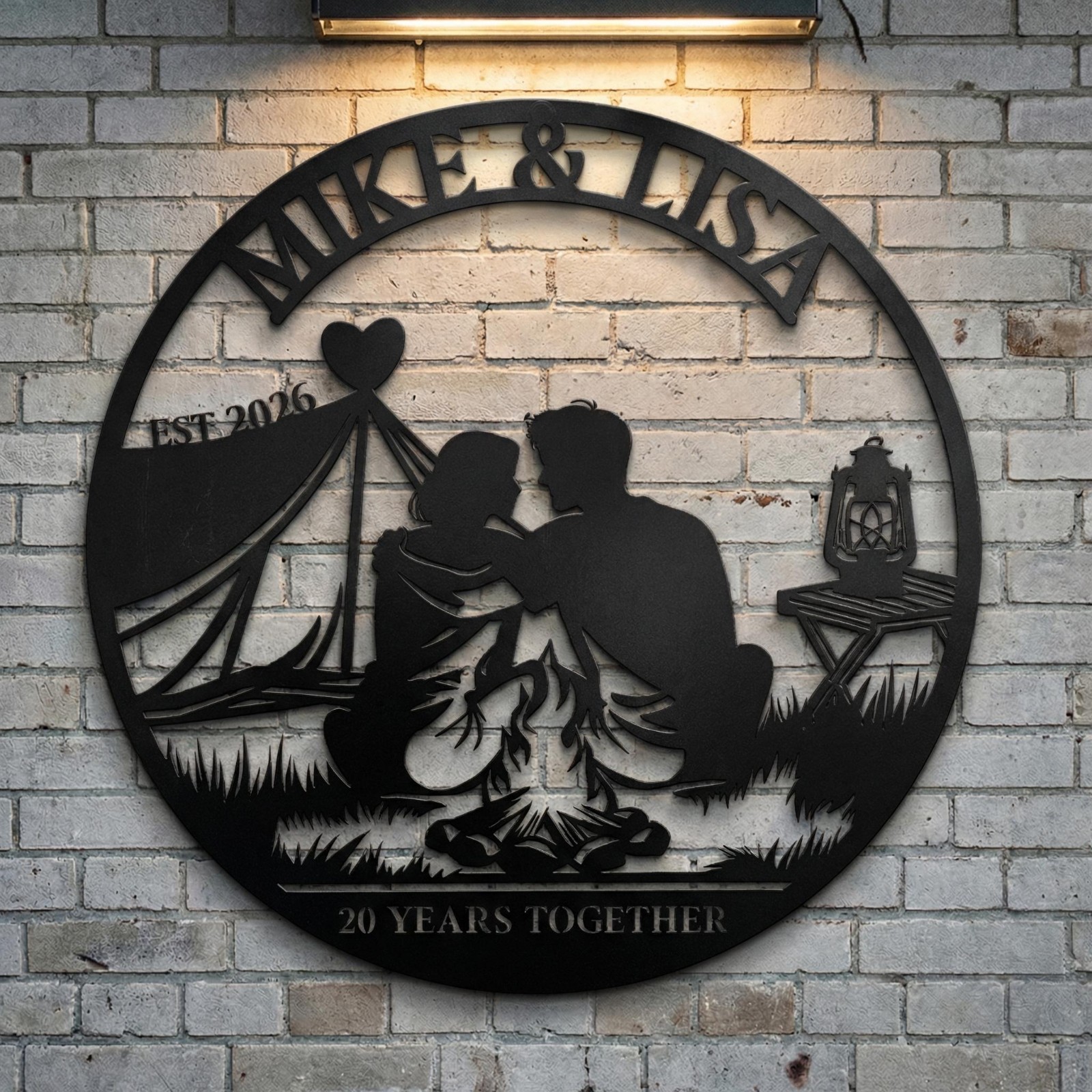 Personalized Camping Couple Metal Sign, Wedding Anniversary Gift