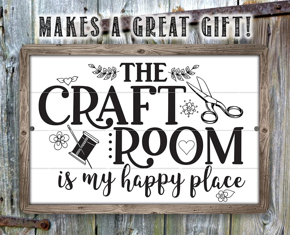 Craft Room Is My Happy Place Metal Sign Sewing Quilting Hobby Wall Art