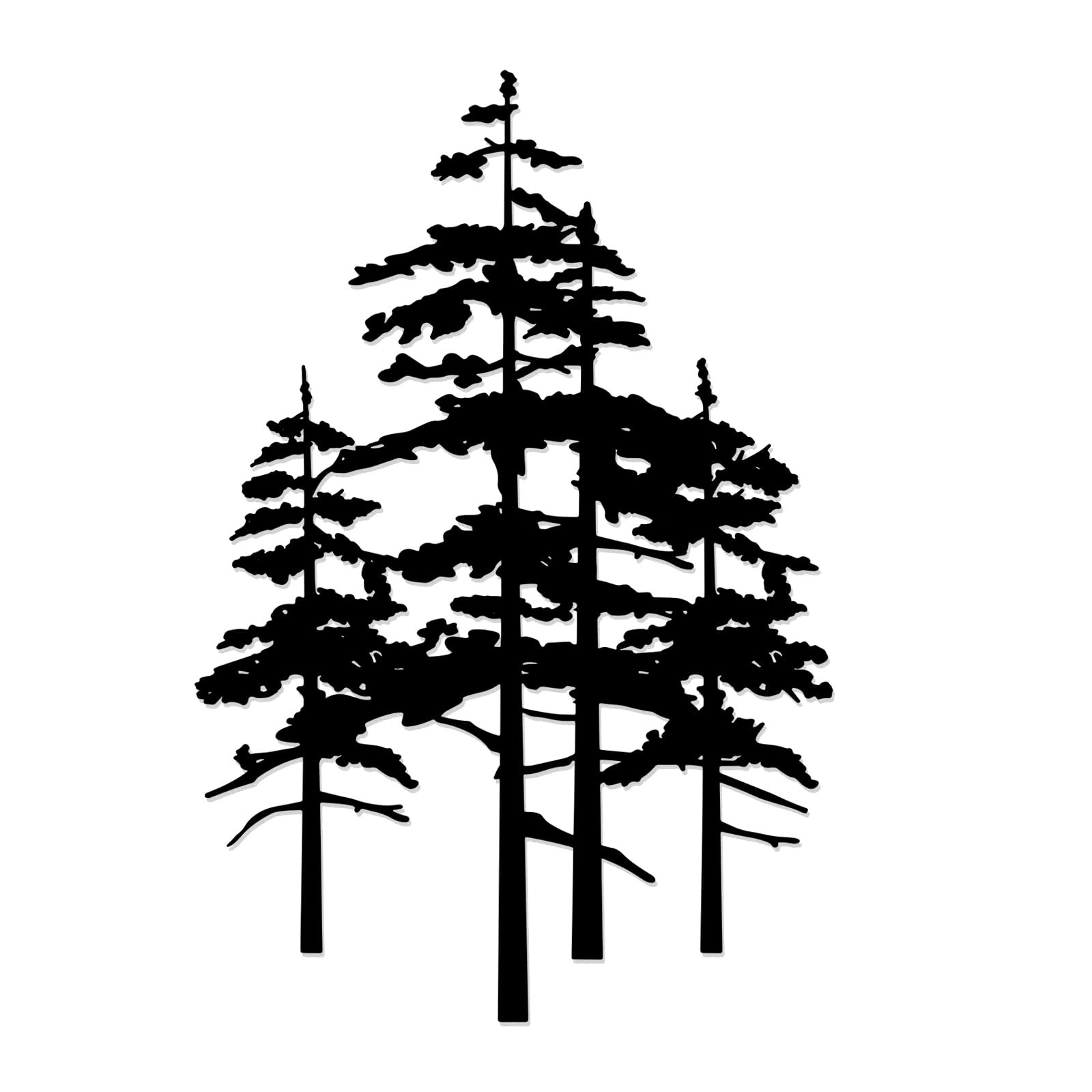 Metal Pine Tree Wall Art Nature Cedar Tree Sign Forest Decor Black
