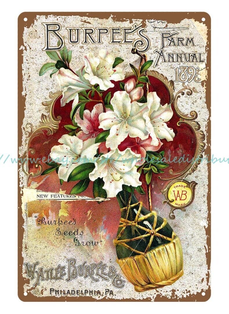 Burpee’s farm annual 1893 flower metal tin sign auto decor shop