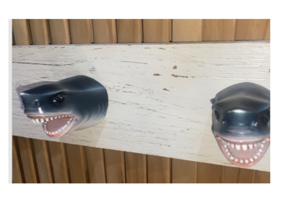 Shark Hooks Wall Decor Wood Sign 23 in. x 4.5 in. Sea Life