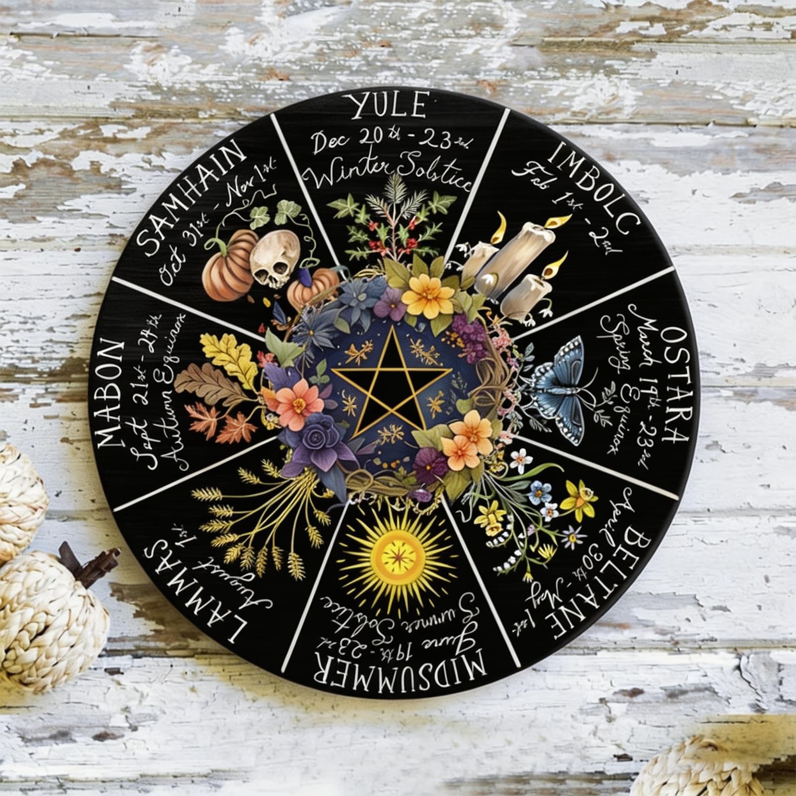 “12Inch Wheel of the Year Wall Hanging for Pagan & Wiccan Celebrations”