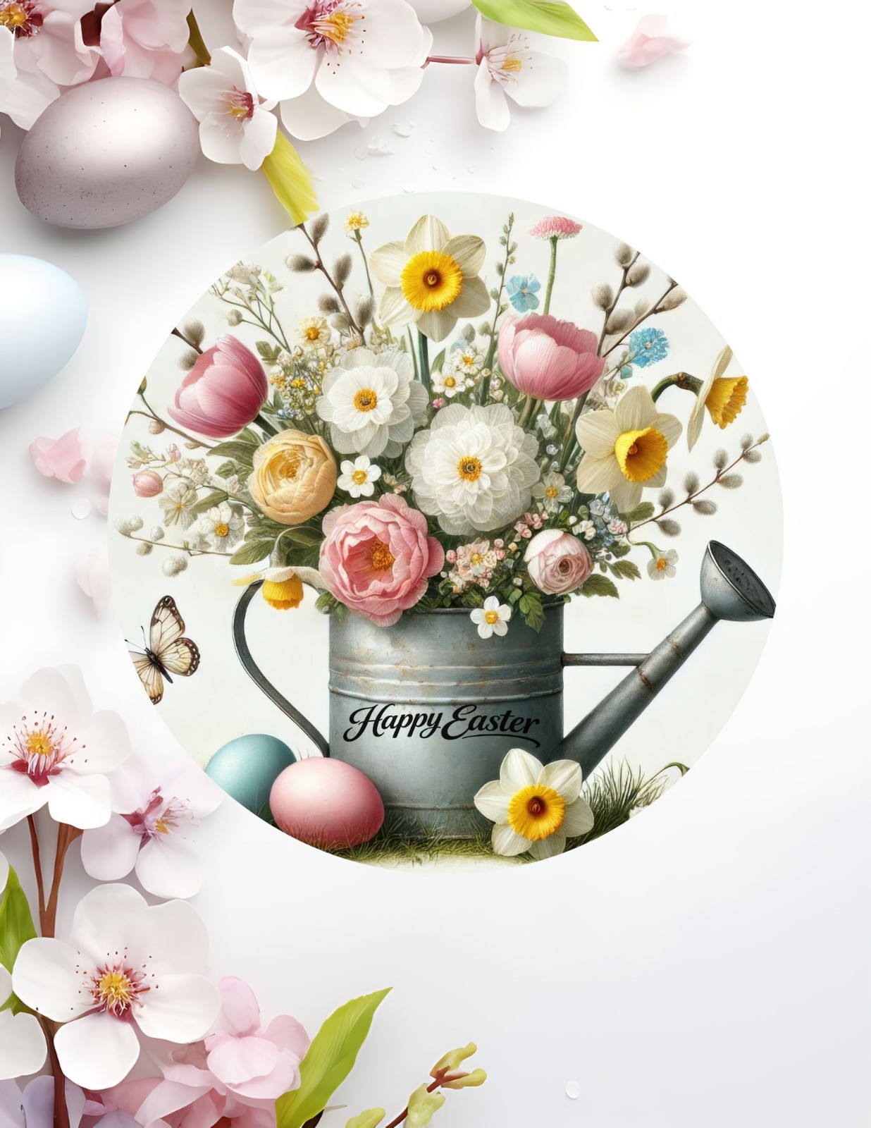 Easter~ Floral~ 10 inch~ Metal~ Round ~ Sign~ FREE shipping~ CHOICE~ Gifts