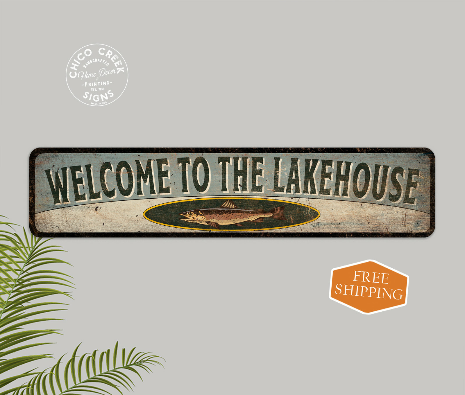 Welcome Lakehouse Decor Sign Summer Vacation Home Cabin Lake 4×18 104182001018