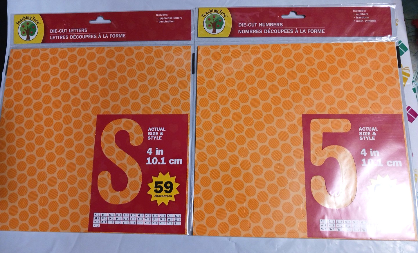 Paper Letters and Numbers Die-cut perforated. 2 sets alphabets, 6 sets numbers