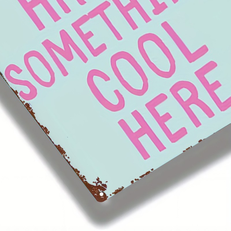 Metal Sign Pink Text 8X12 Inches Bathroom Decor