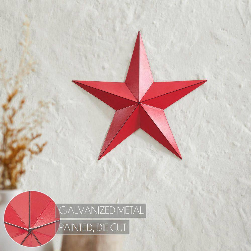 1-Piece 12 In. X 12 In. Barn Red Distressed Metal Star Wall Decor