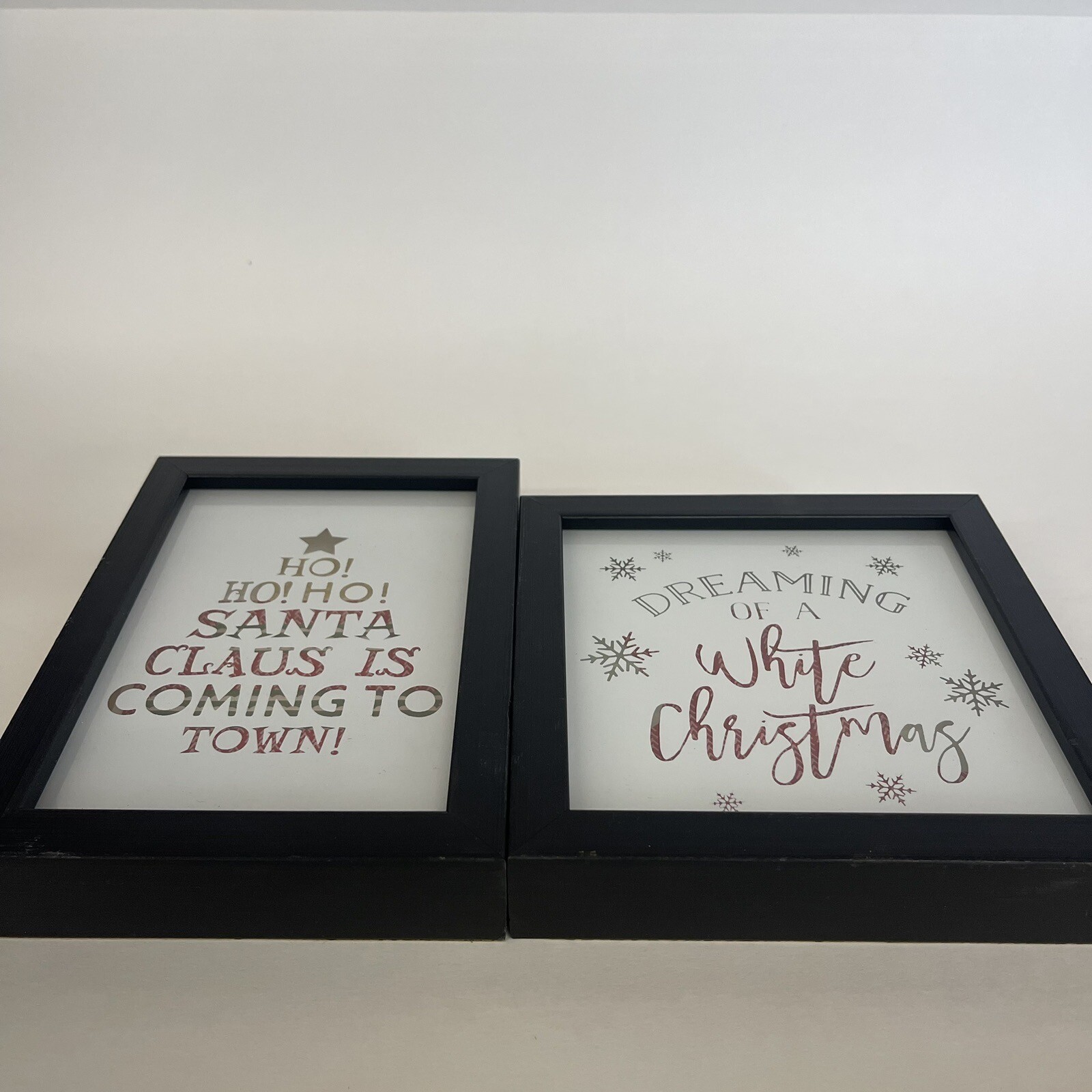 X2 New View Christmas Santa Shadow Box Black Framed Wall Art Home Decor, 5×7″