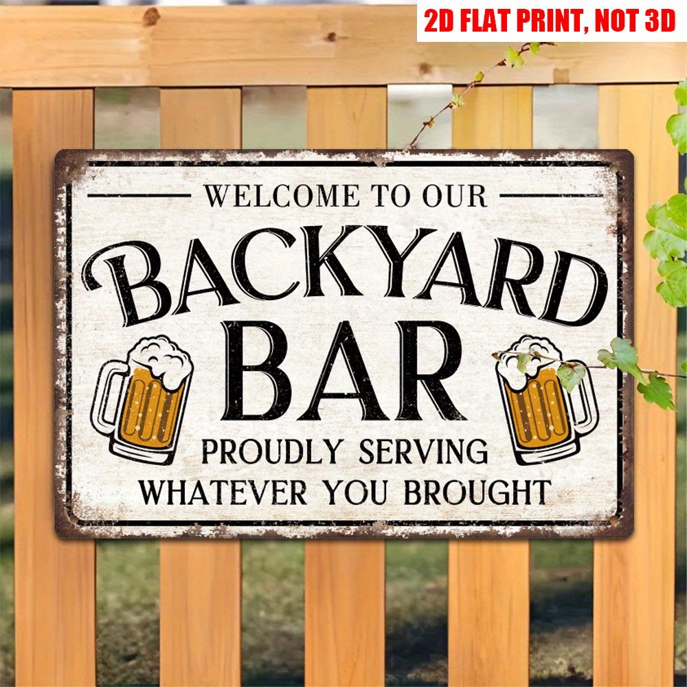 Metal Welcome Sign Aluminum 12×8 Inch Vintage Farmhouse Beer Mug Decor