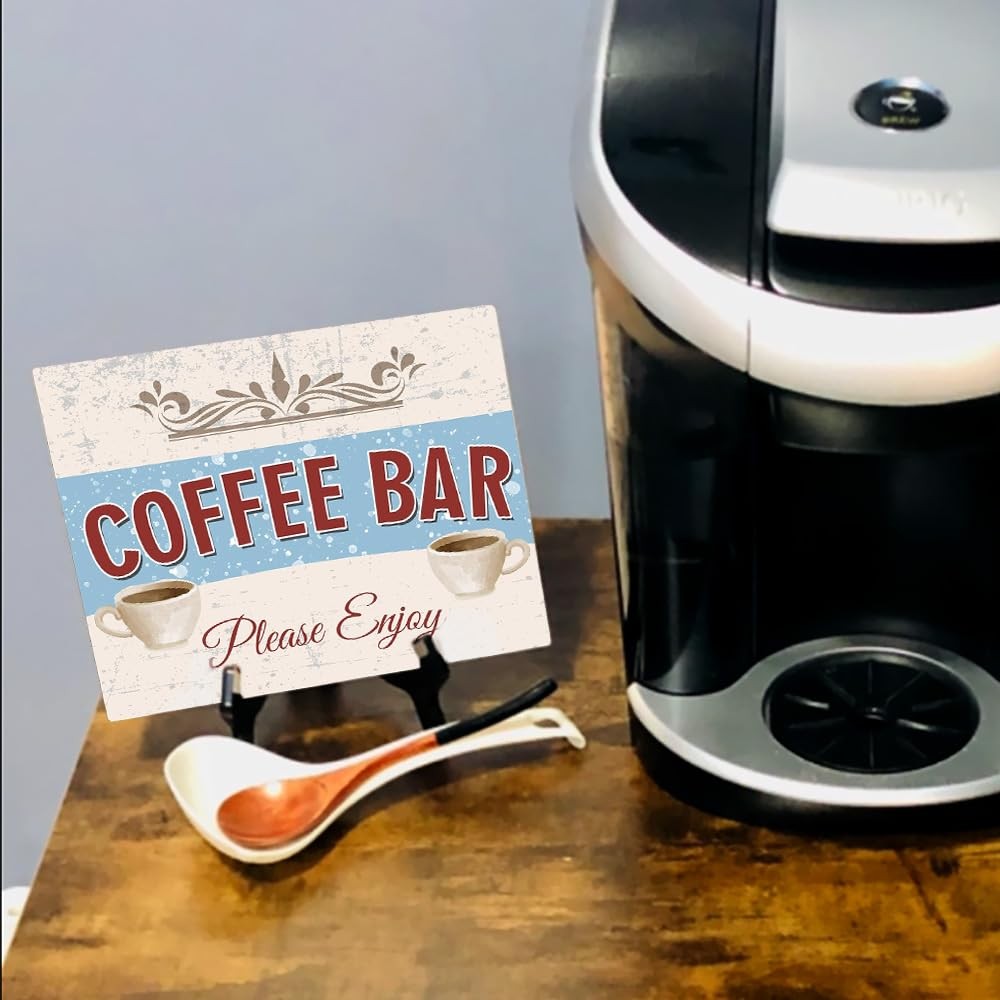 Signs ByLita Coffee Bar Please Enjoy, Classic Design Table Sign With Stand