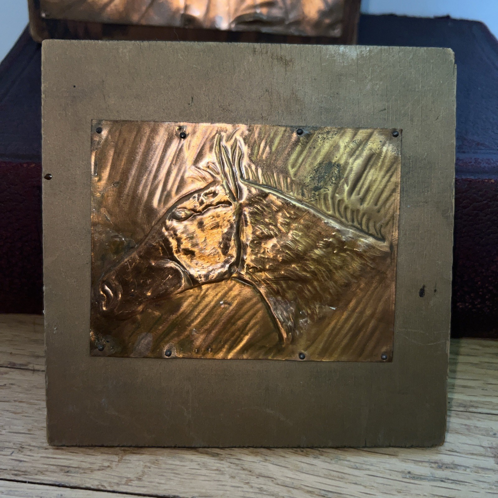VTG Hammered Copper Horse Wall Art Pair Western Rustic Lodge Decor Plaques