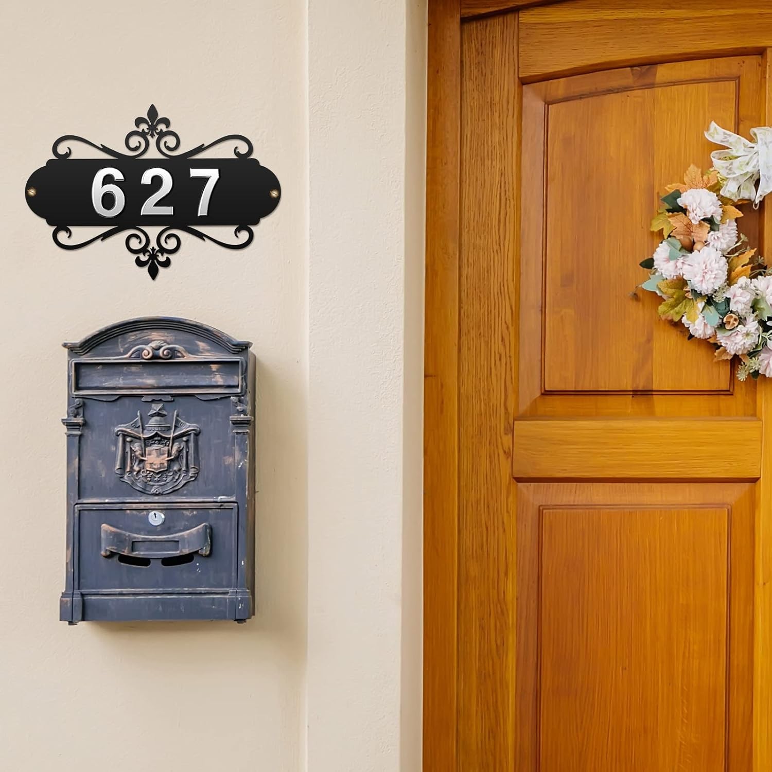 House Address Plaques Metal Sign Outside 13.8 inch, Silver