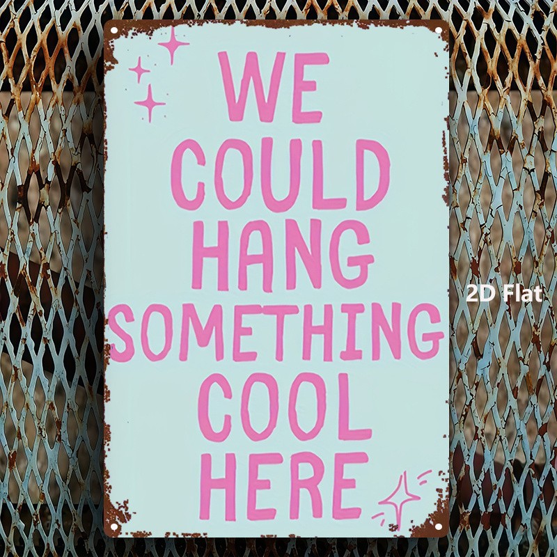 Metal Sign Pink Text 8X12 Inches Bathroom Decor