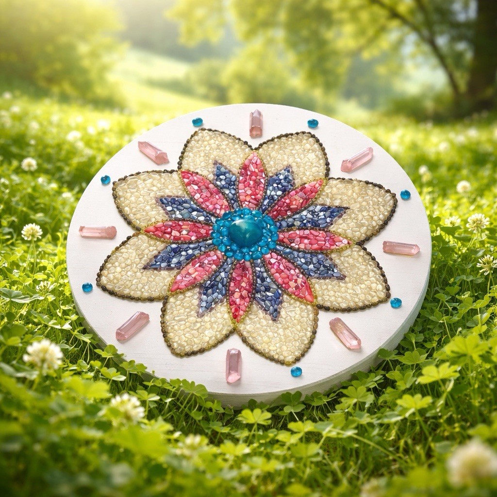 A Handmade Floral Mosaic Decorative Plaque Wall Hanging Home Decor Gift Item