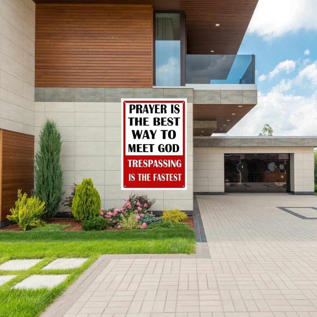 Funny Private Property No Trespassing Sign – Durable Metal Warning Sign 12″x8″