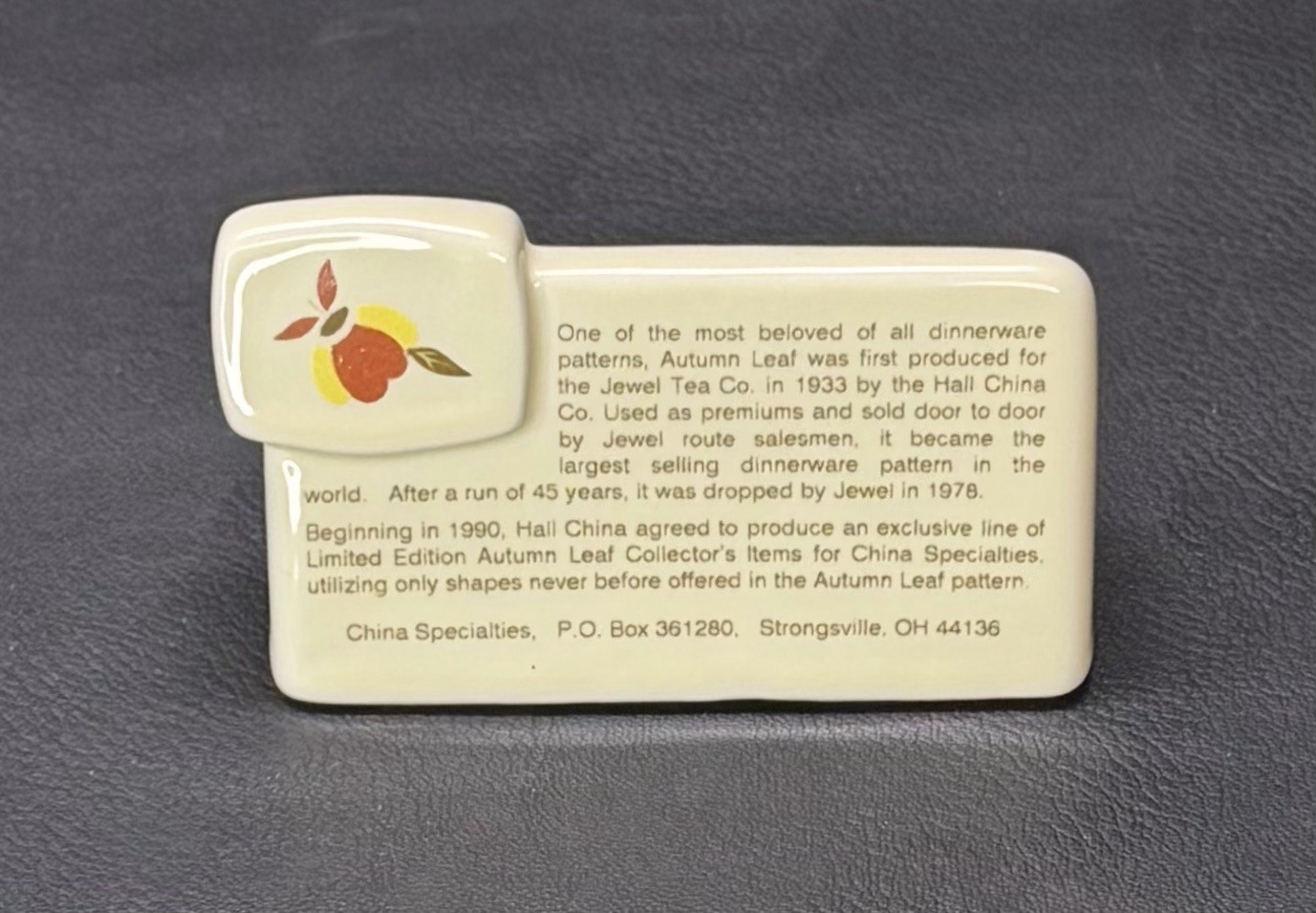 Hall Autumn Leaf Jewel Tea Advertising Ceramic Sign Vintage
