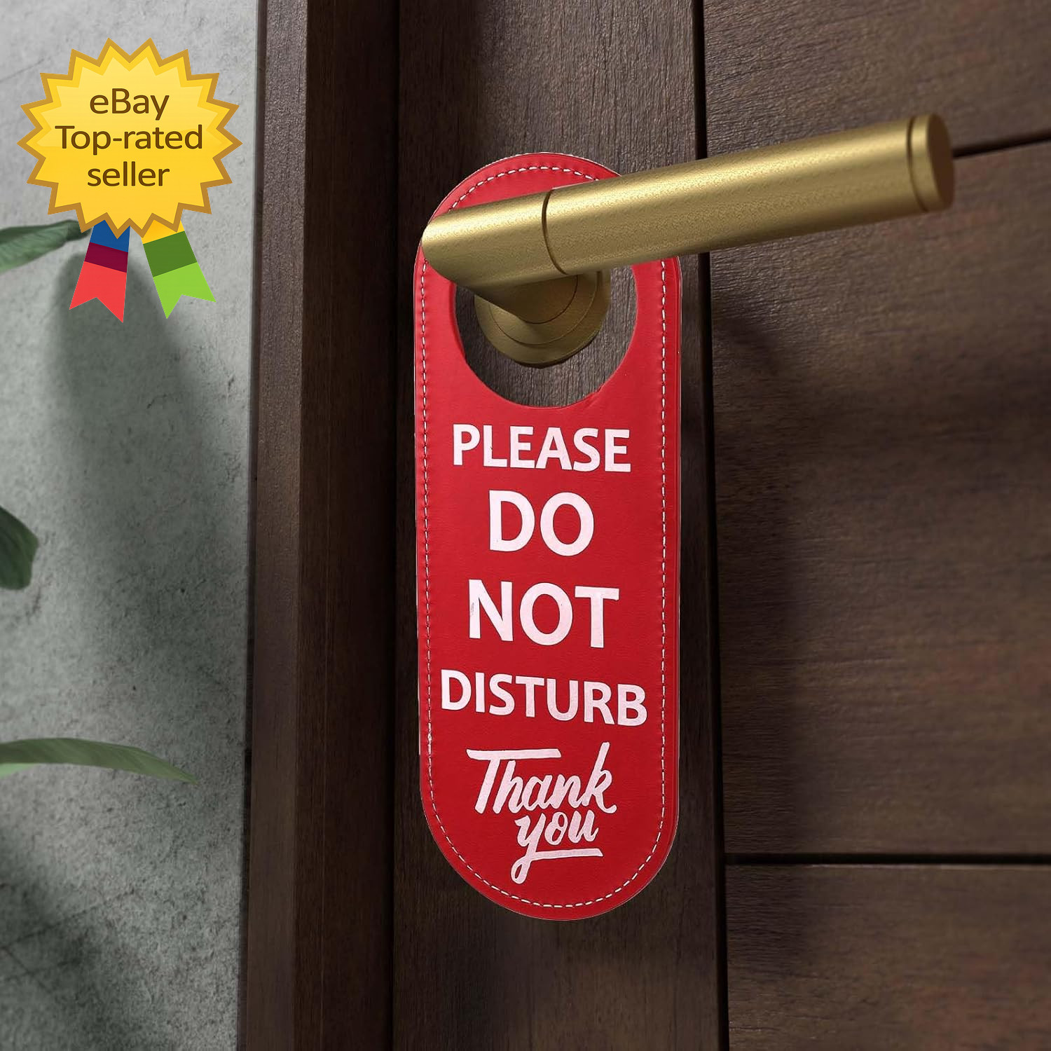 PU Leather Do Not Disturb Welcome Please Knock Door Knob Privacy Sign Double Sid
