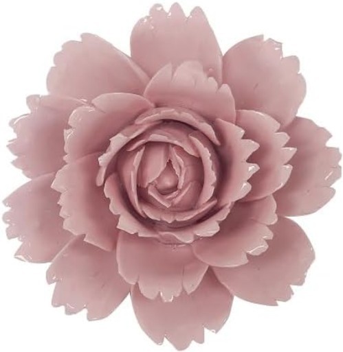 Elegant Ceramic Flower Wall Sculpture – Stunning 3D Pink Camellia Art