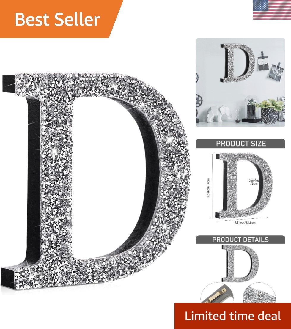 Stunning 5.7” Bling Silver Letter D – Perfect Wall Accent for Weddings & Events
