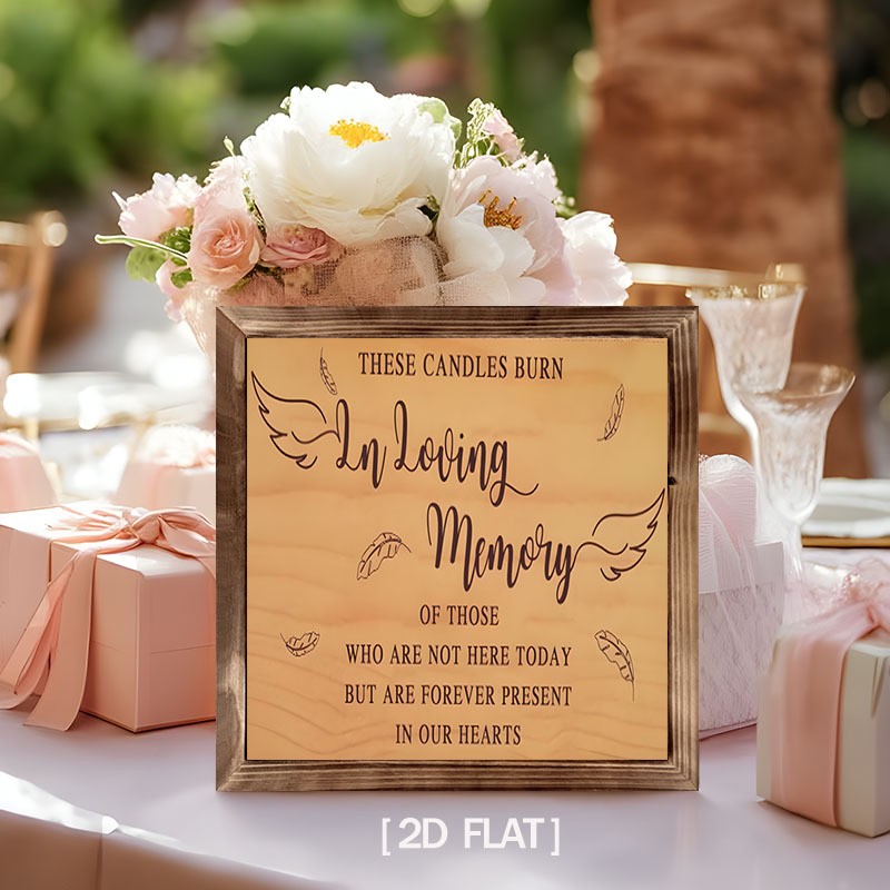 In Loving Memory Wooden Sign Memorial for Loved Ones Decor 2D Flat Wood Plaque
