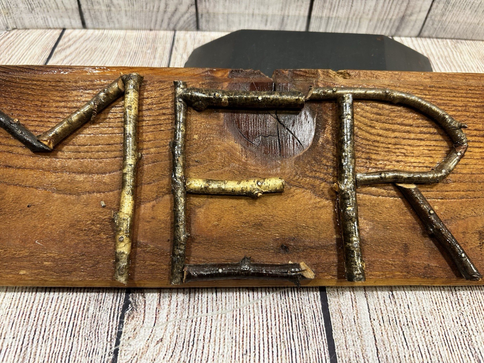 Rustic AMERICA Twig Letter Folk Art Reclaimed Wood Cabin Wall Sign Handmade