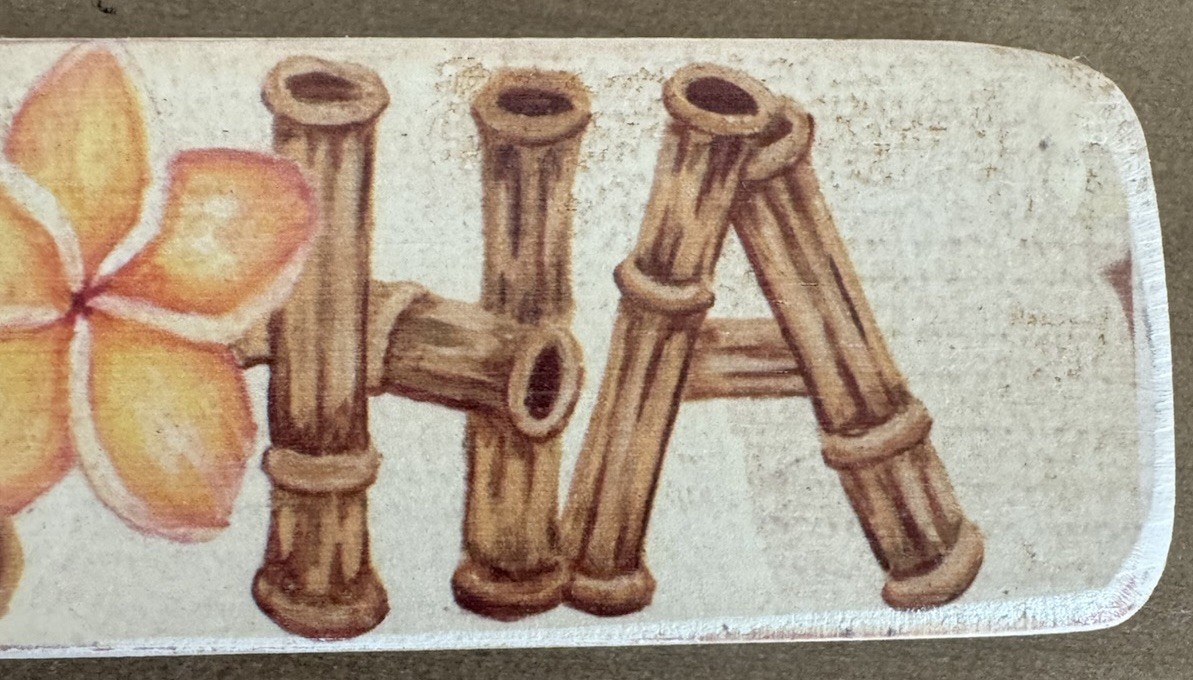 Aloha Shelf Decor Hand Made By Local Artist Hawaii 6”x 2”