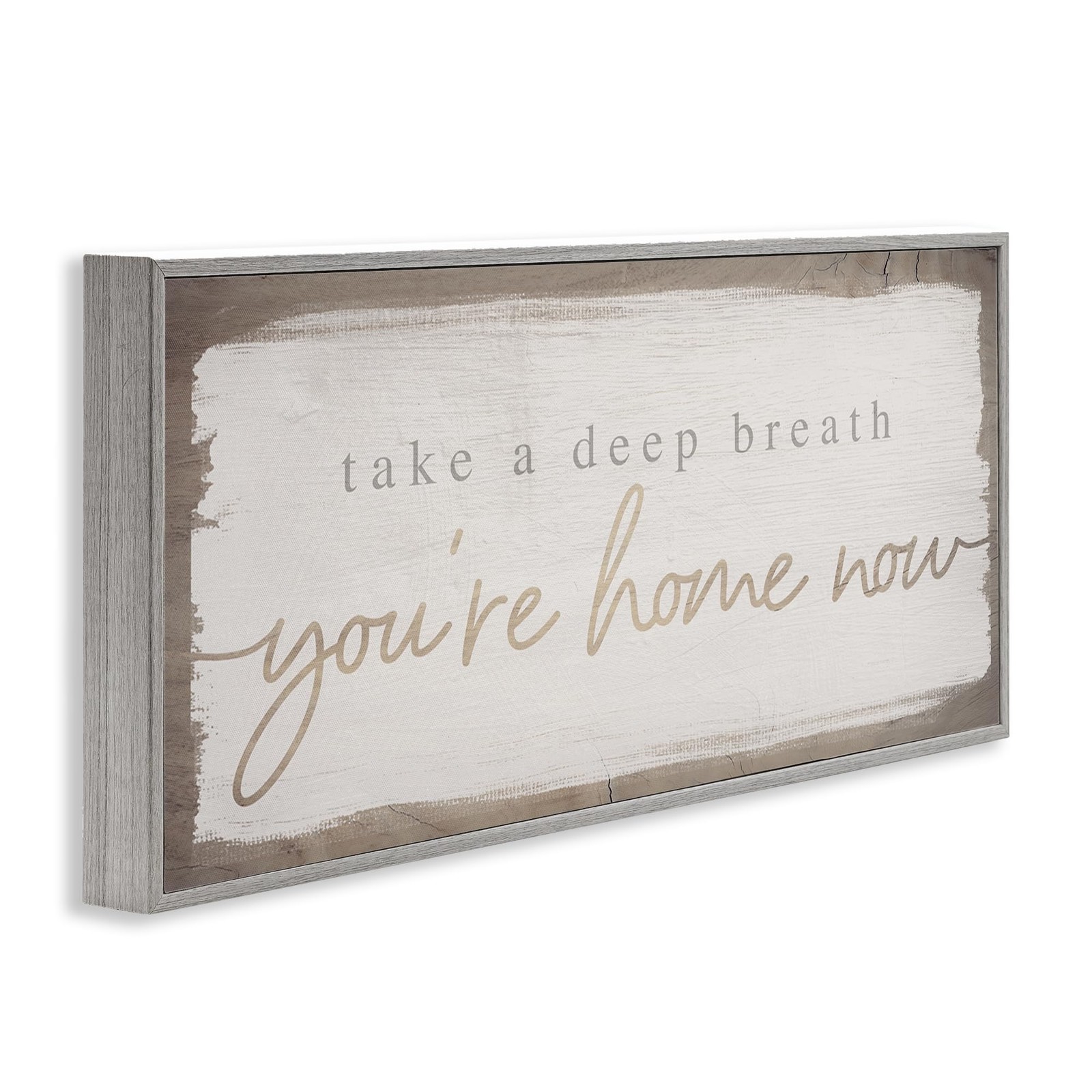 ‘You’re Home Now Weathered Chic’, Framed Giclee Art, Gray, 24 x 10 Inches, Ea…