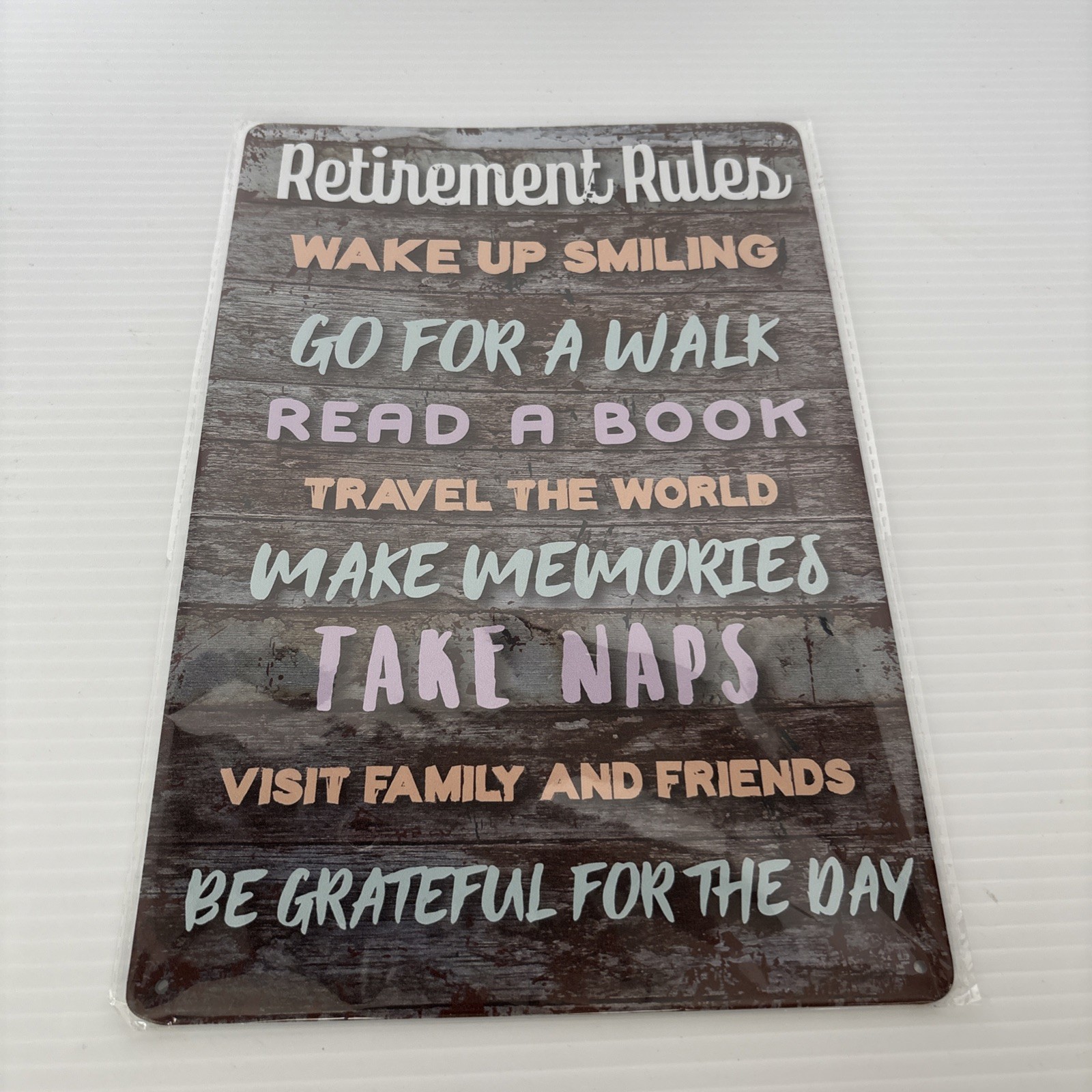 New Metal Sign Retirement Rules Vintage Style Indoor Outdoor Plank Look